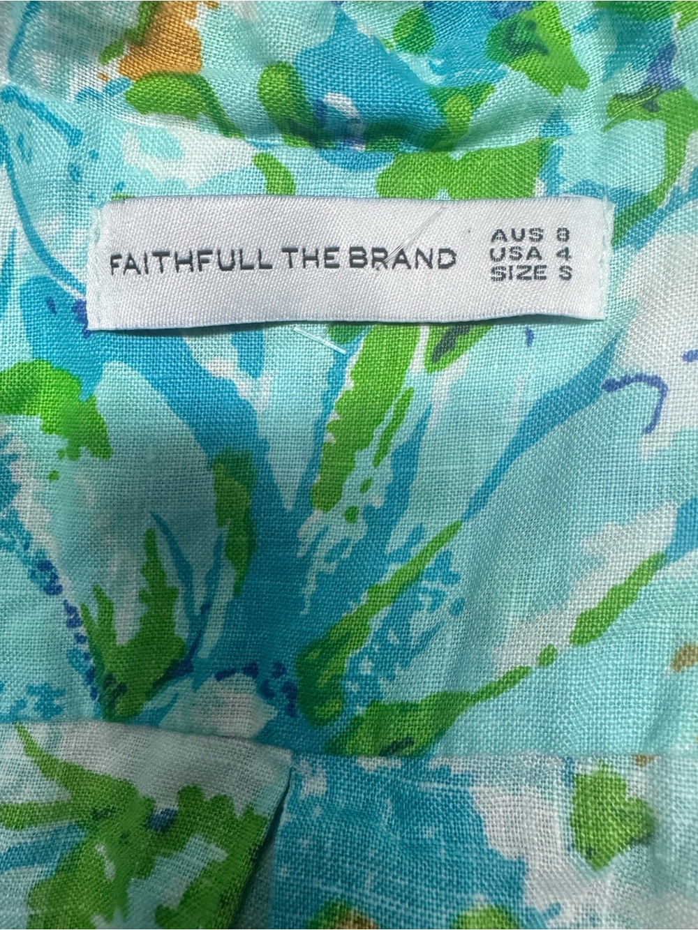 Faithfull The Brand Malibu Linen Floral Button Up Shirt Coastal Vacation Size S - Picture 4 of 9